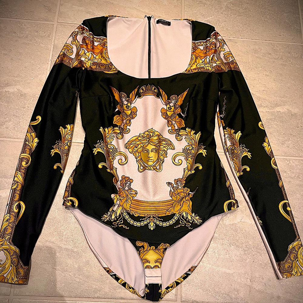 VERSACE Wild Barocco Medusa silk bodysuit